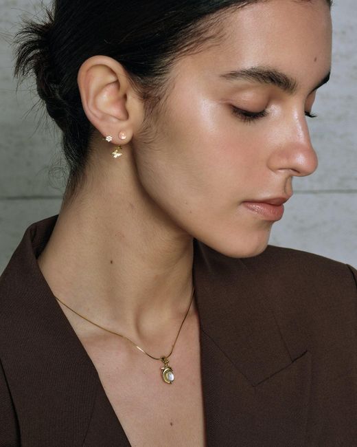 Freqnc Atelier Metallic Butterfly Earrings Rose Quartz Ear Jackets