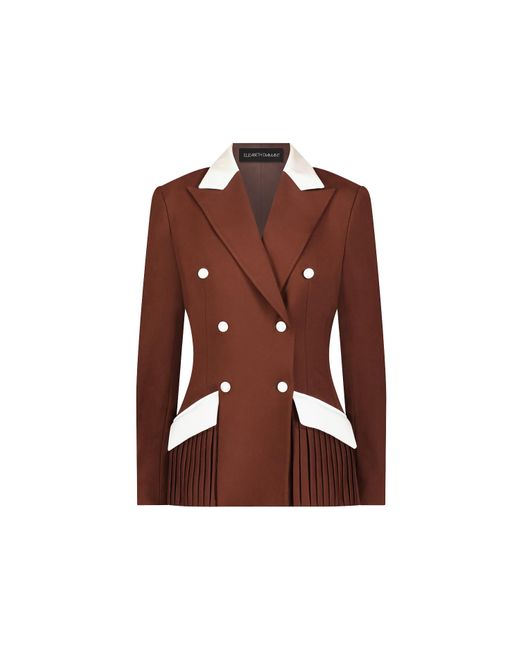 Elizabeth Diamant Brown Double-Breasted Blazer Tailored Jacket With Cream Buttons