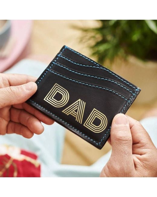 VIDA VIDA Black Leather Wave Card Holder With Contrast Stitch for men