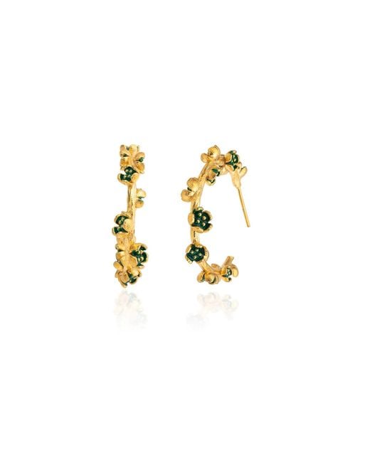 Milou Jewelry Green Large Flower Hoop Earrings
