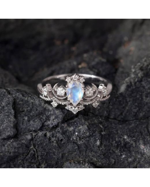Azura Jewelry New York Metallic Moonlit Moonstone Ring Vermeil