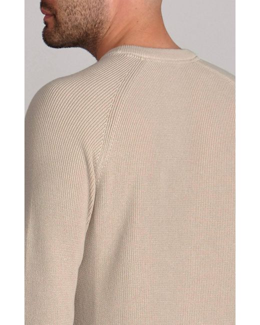 Paul James Knitwear Gray Neutrals Cotton Lightweight Fisherman Dylan Rib Jumper for men