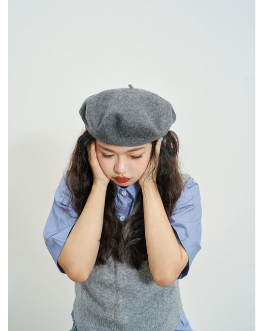 Lost Pattern Gray Bon Chic Wool Beret