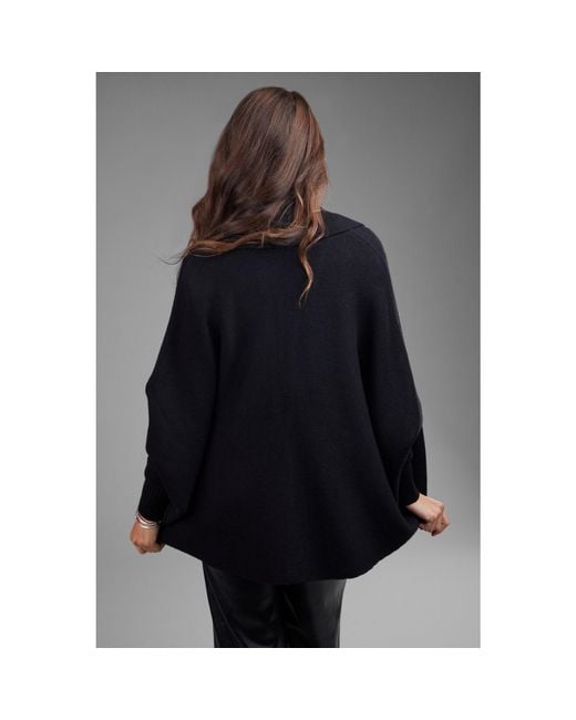 Saachi Black Open Front Oversized Cardigan Sweater
