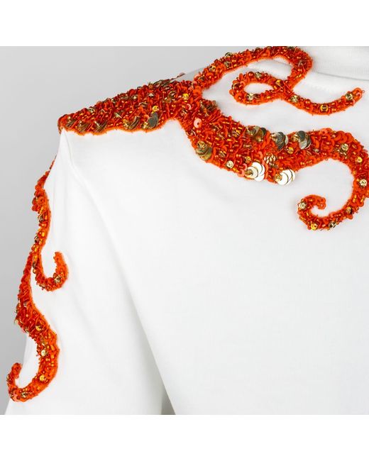 House of Laines London White Laines Couture Embellished Octopus T-Shirt