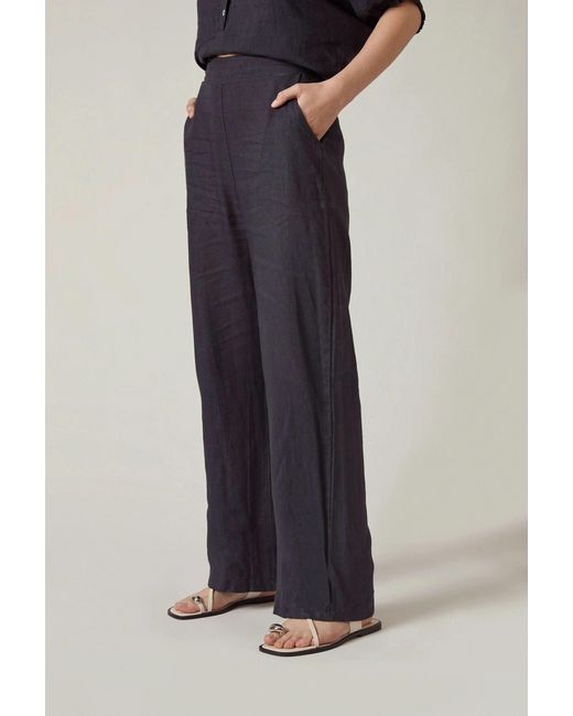 James Lakeland Blue Relaxed Linen Trousers