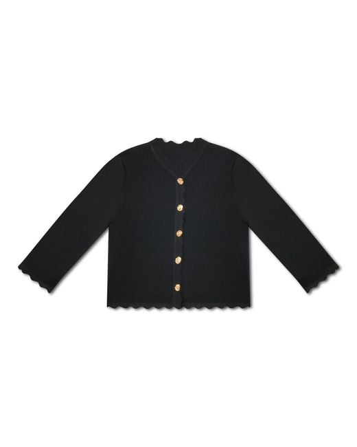 Roch Perel Blue Scalloped Trim Cardigan