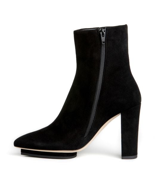 Beautiisoles by Robyn Shreiber Made in Italy Black Teresa Suede Bootie Comfortable Hidden Platform & Zipper Work Day Or Evening