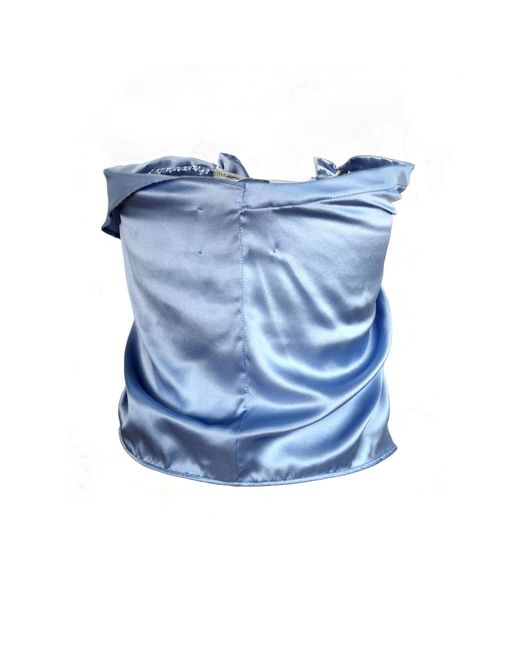 Ccy Currency Blue Halterless Frill Top