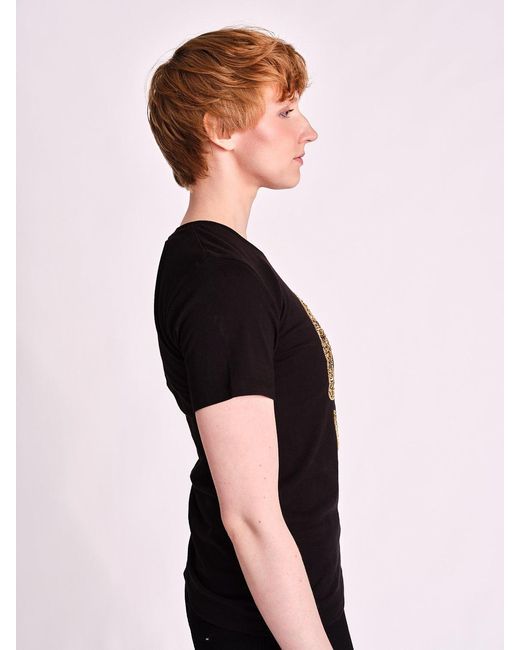 Any Old Iron Black Golden Shadow Skull Beaded T-Shirt