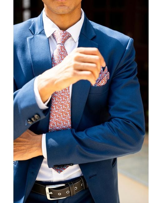 Neightiv Purple Tie And Pocket Square Set- Bits Harmony for men