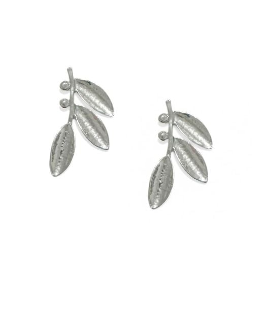 Maison De Gala Metallic Leaf Branch Statement Stud Earrings