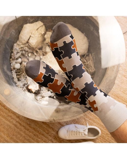Peper Harow - Made in England White Peace & Jigsaw Socks Bundle for men