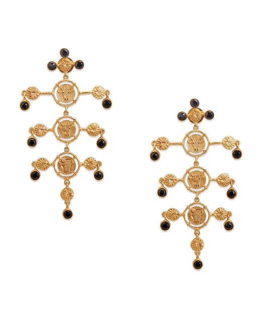 Dhwani Bansal Metallic Inka Chandelier Earrings With Onyx Glass Gems