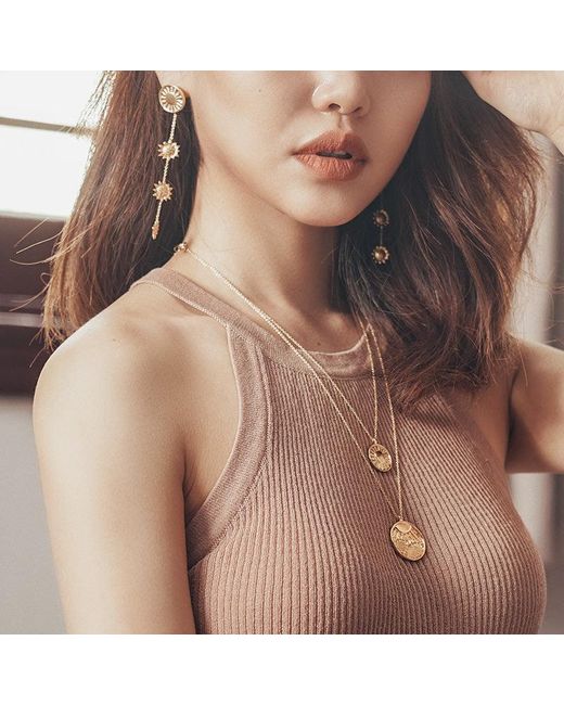 Aurozia Metallic Tarot The Sun Sunflower Layered Necklaces
