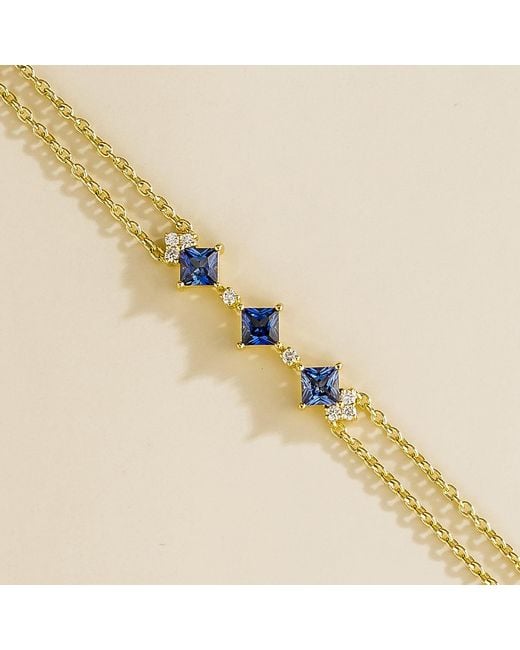 Juvetti Metallic Forma Bracelet Set With Sapphire & Diamond