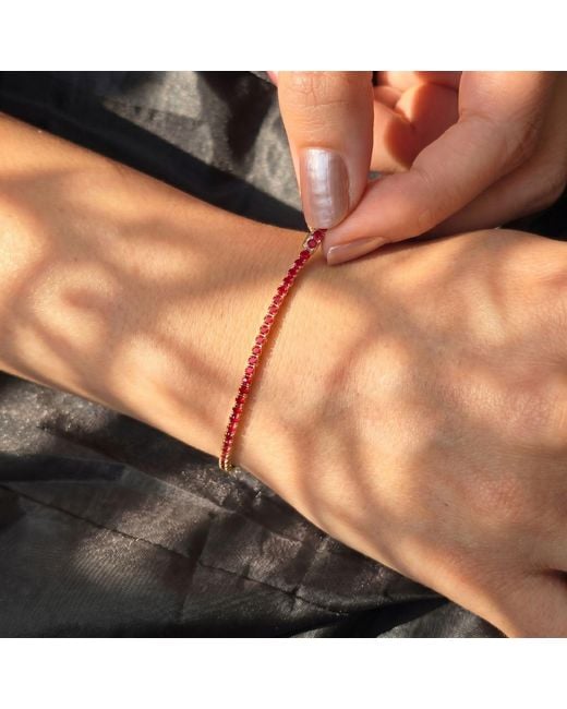 Harfi Brown Garnet January Birthstone Dainty Plated Tennis Bracelet