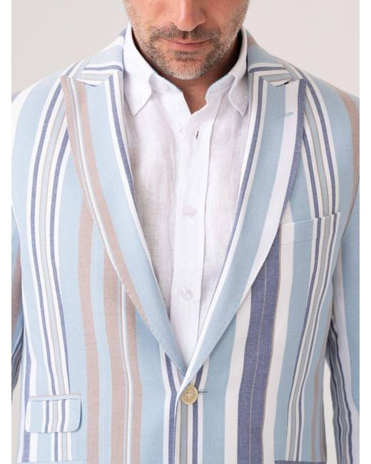 Koy Clothing Blue Lamu Striped Kikoy Blazer for men