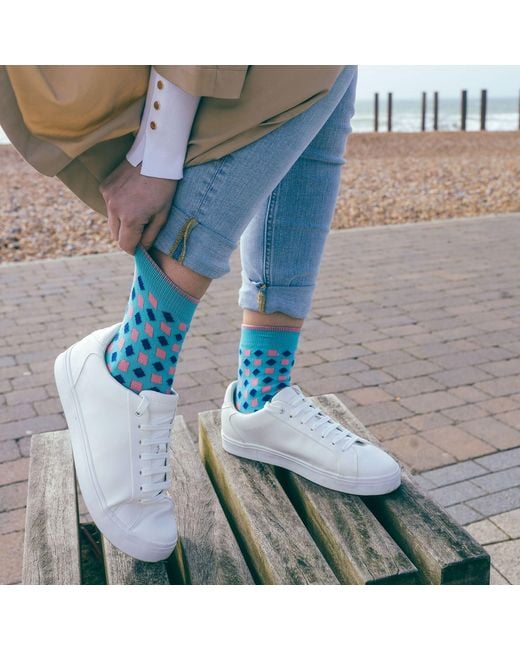 Peper Harow - Made in England Green Diamonds Socks