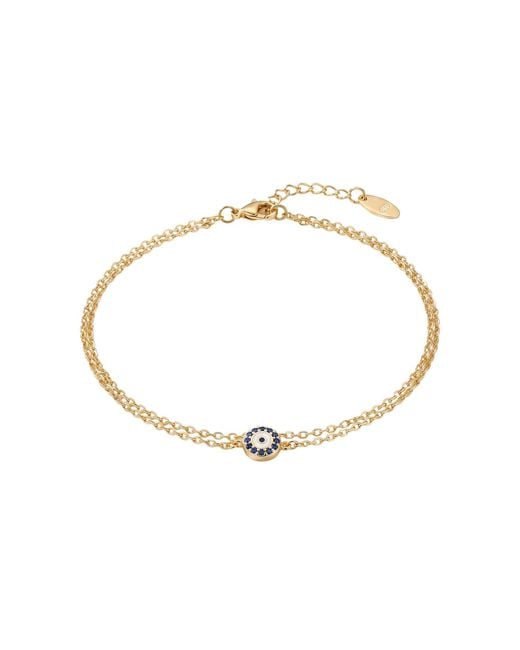 Argento Vivo Metallic Double Layer Chain & Evil Eye Anklet