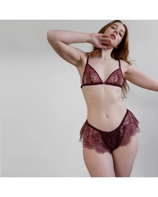 MONIQUE MORIN LINGERIE Purple Moonstruck Lace Shorts Velvet