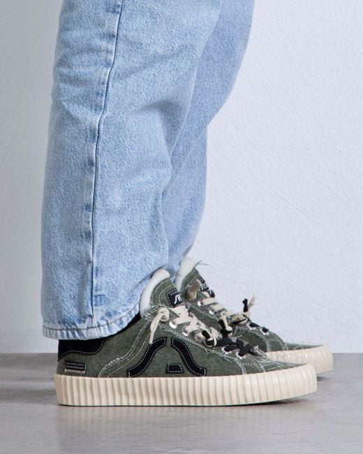 Springa | Unique Vulcanized Sneakers Italian Handmade Green Wavy Olona Sneakers for men