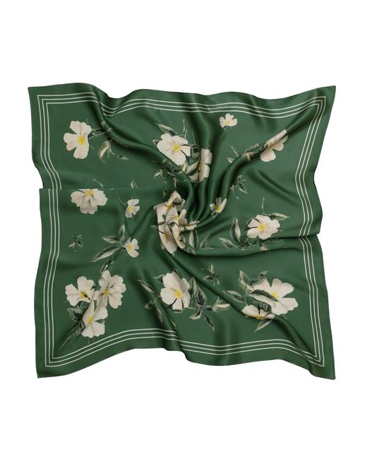 RainSisters Green Medium Floral Natural Silk Scarf