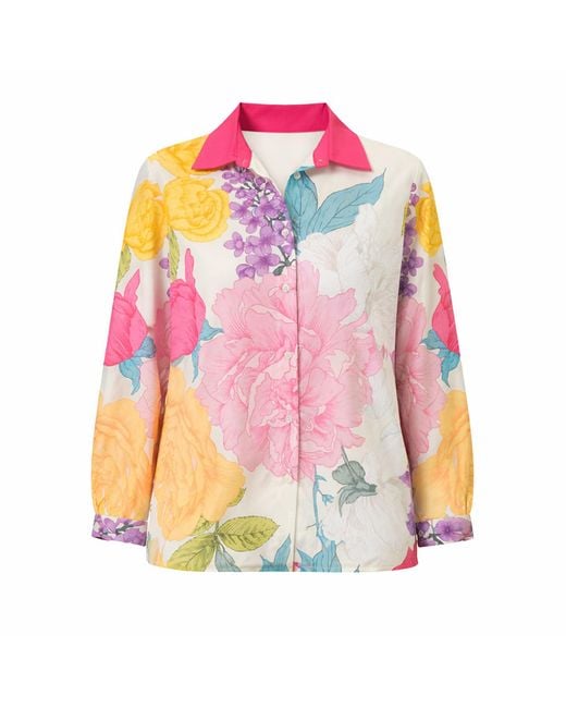LOVEIST STORE Pink Cladia Peony Garden Long Sleeve Shirt