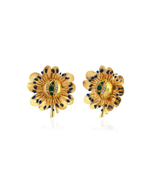 Milou Jewelry Metallic Antique Flower Earrings
