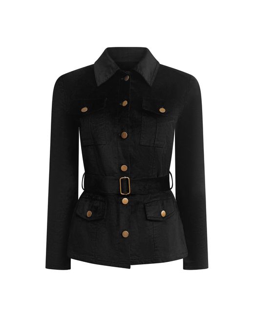 Why Mary Black Military Style Velvet Corduroy Jacket