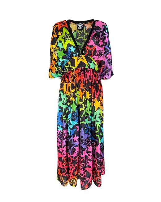 Any Old Iron White New Star Sequin Neckline Kaftan Dress