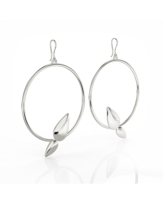 Linda Fiore Metallic Lotus Hoop Earring