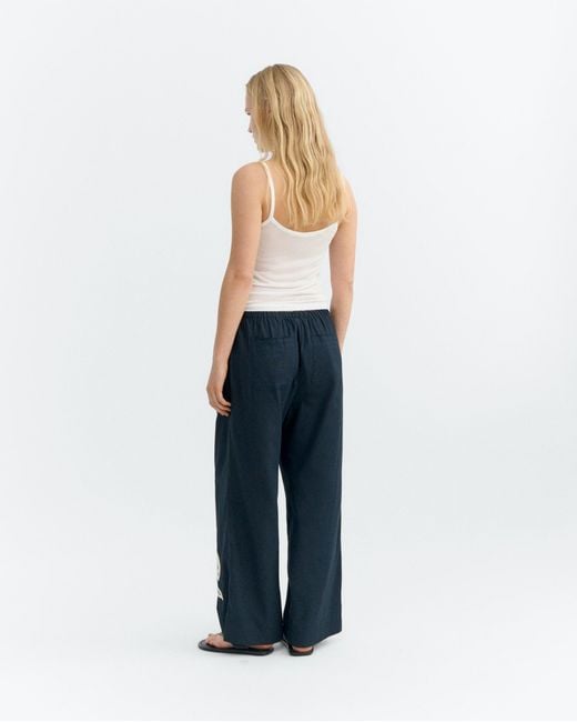 Thinking Mu Blue Fish Brigitte Hand-Embroidered Relaxed Pants