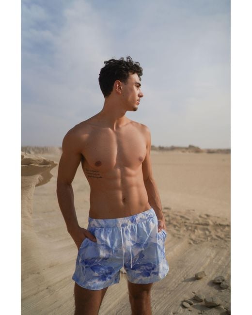 Haus of Mclees Blue Lily Swim Shorts for men