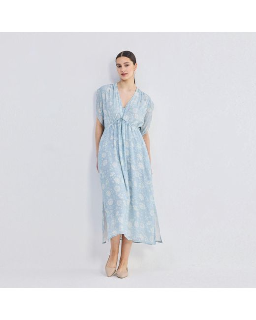 REISTOR Blue Maxi Gathered Dress