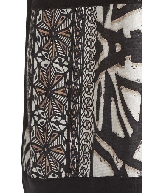 Conquista Black Straight Dress With Print Detail