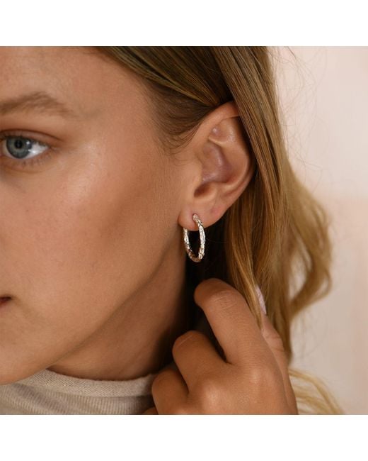Janus Edinburgh Metallic Sterling Textured Macdui Hoop Earrings