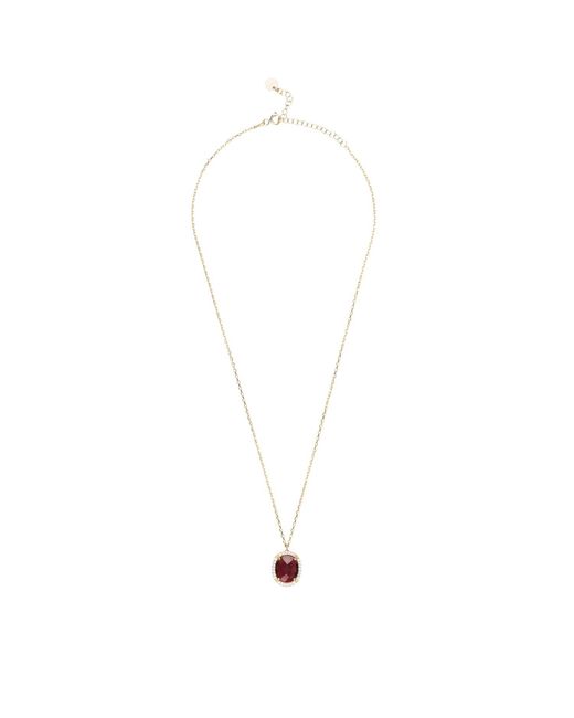 Latelita London Metallic Beatrice Oval Gemstone Pendant Necklace Gold Garnet
