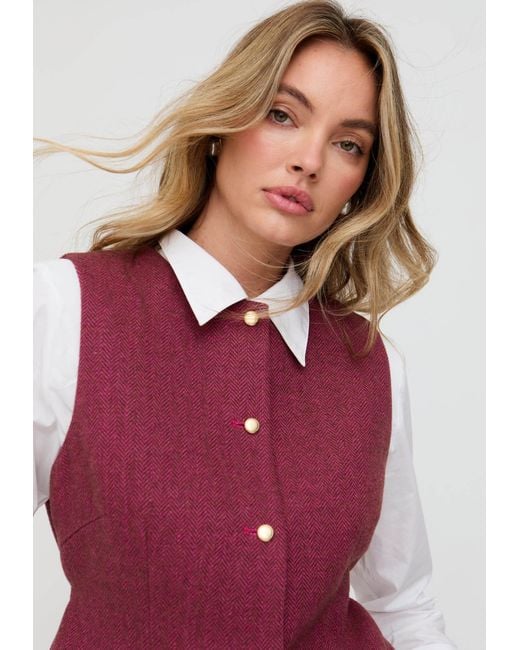 Lily and Lionel Purple Pandora Tailored Herringbone Print Waistcoat