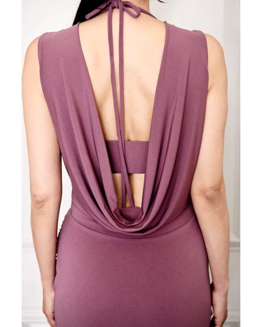 Monice London Purple Aniya- Backless & Bra Friendly Midi Dress