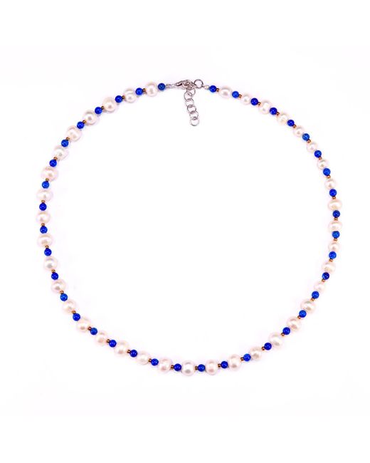 Mineralgems•Studio Blue Lapis Lazuli And Pearl Necklace for men