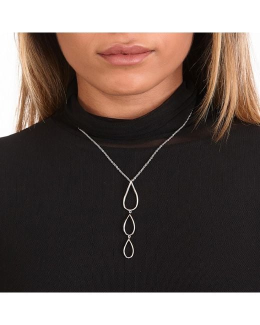Lucy Quartermaine Metallic Solid Sterling Tri Petal Long Pendant