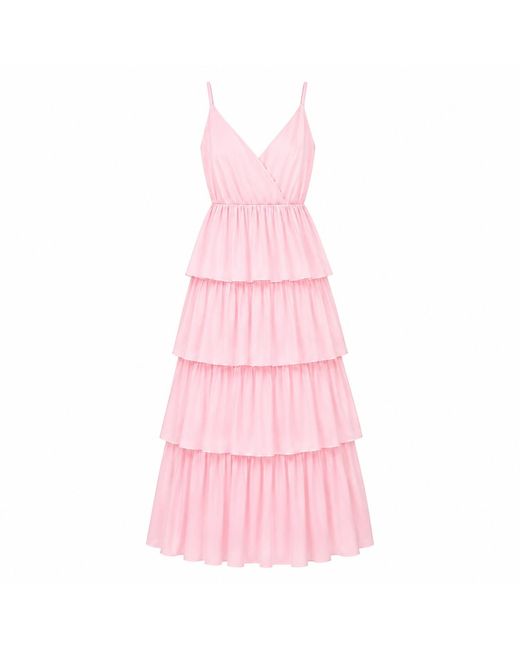NEVA Pink Althea Tiered Tulle Occasion Maxi Dress