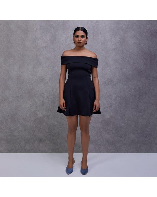 Celestine & Mae Black Solaris Bardot Mini Dress