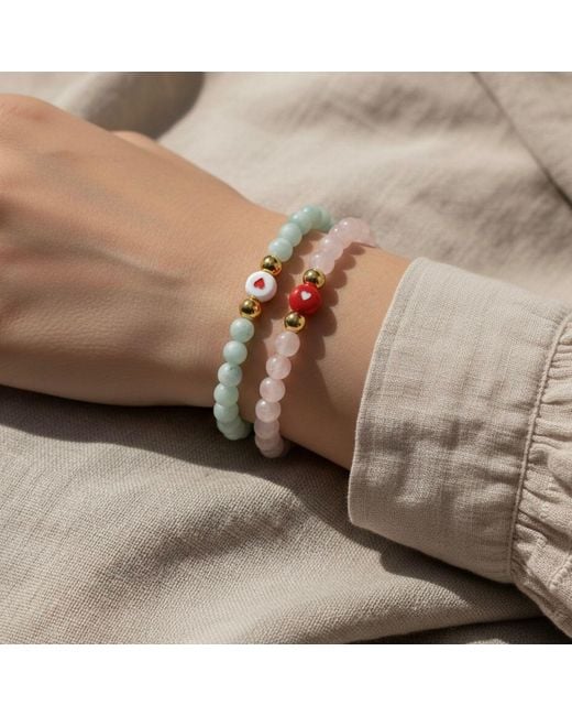 Seven Saints Metallic Morganite Heart Bracelet For Love And Blushing Glow