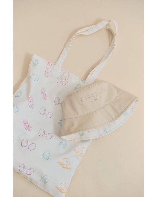 Lost Pattern White Eggheads Cotton Tote Bag