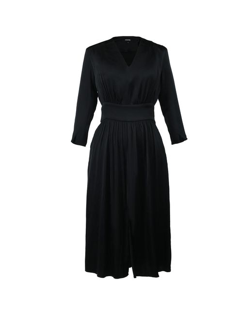 Smart and Joy Black Fit-And-Flare Satin And Jacquard Dress