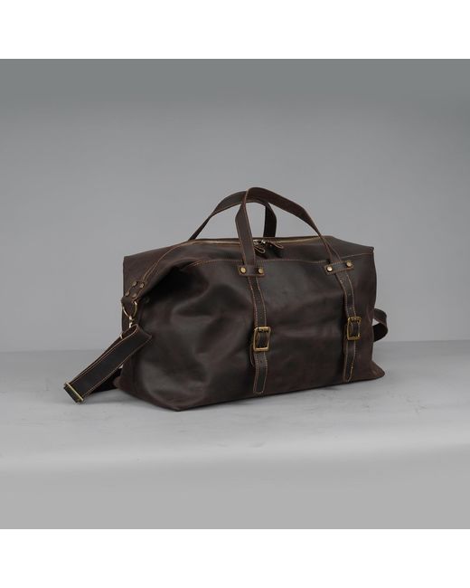 Touri Black Large Leather Weekender for men