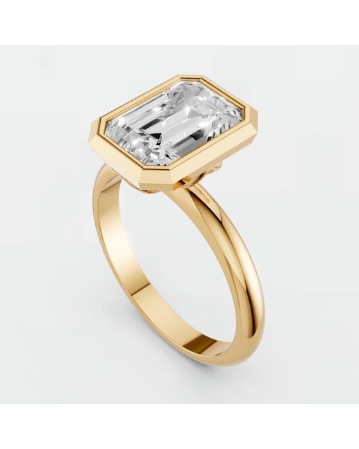 Aya Fine Jewelry White Minimalist 3.01 Ct Emerald Cut Lab Diamond Solitaire Promise Ring