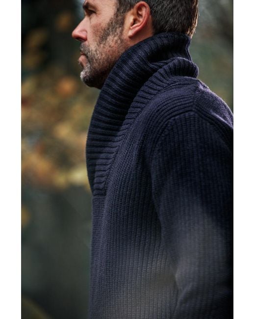 &SONS Trading Co Blue Sons Port Shawl Collar Jumper for men